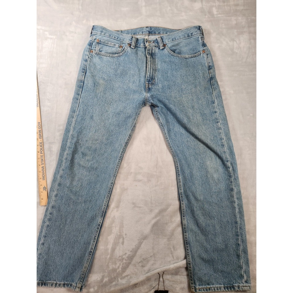 Levis Jeans Men 34x29 Blue 505‎ Denim Pants Light Washed Out Faded Straight Work